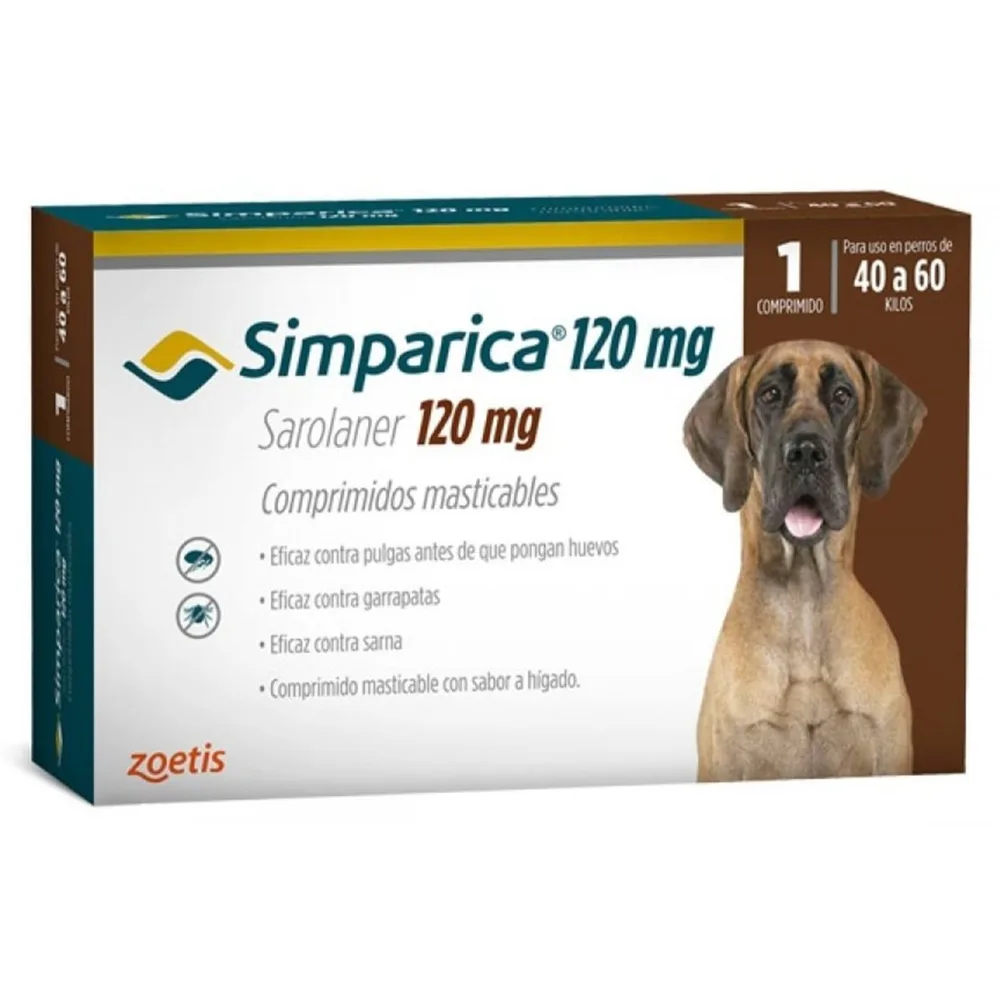 Simparica - Antiparasitario 120 Mg Perros de 40 a 60 Kg