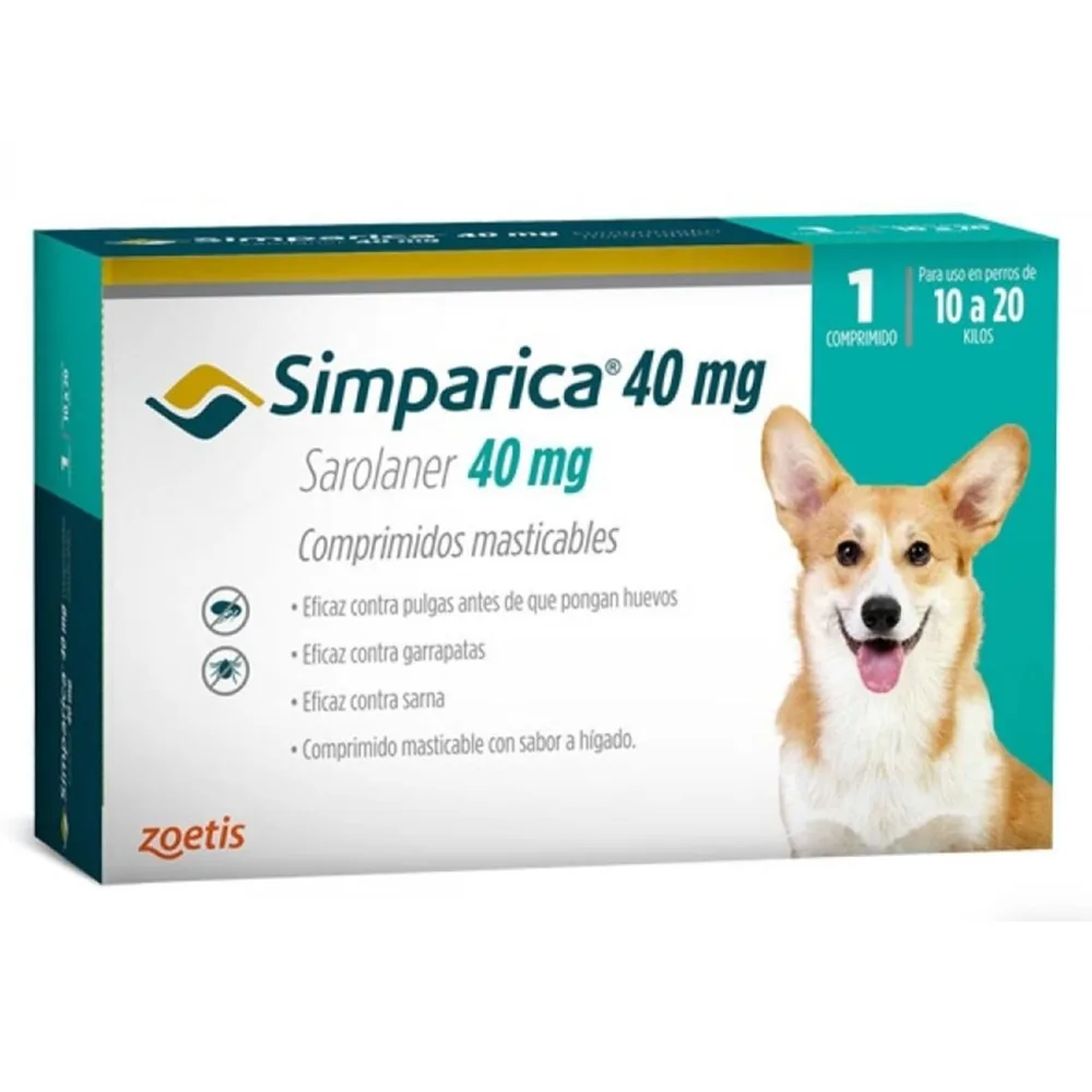 Simparica - Antiparasitario 40 Mg Perros de 10 a 20 Kg