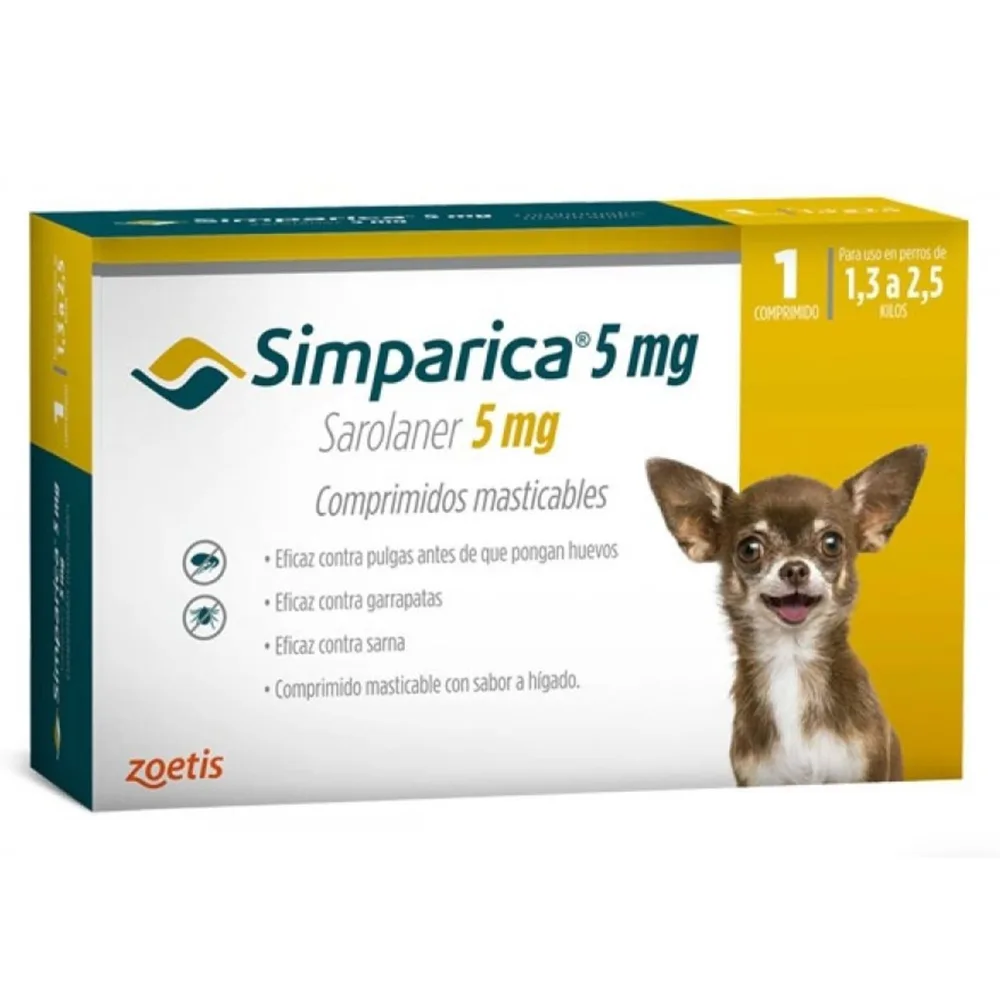 Simparica - Antiparasitario 5 Mg Perros de 1,3 a 2,5 Kg