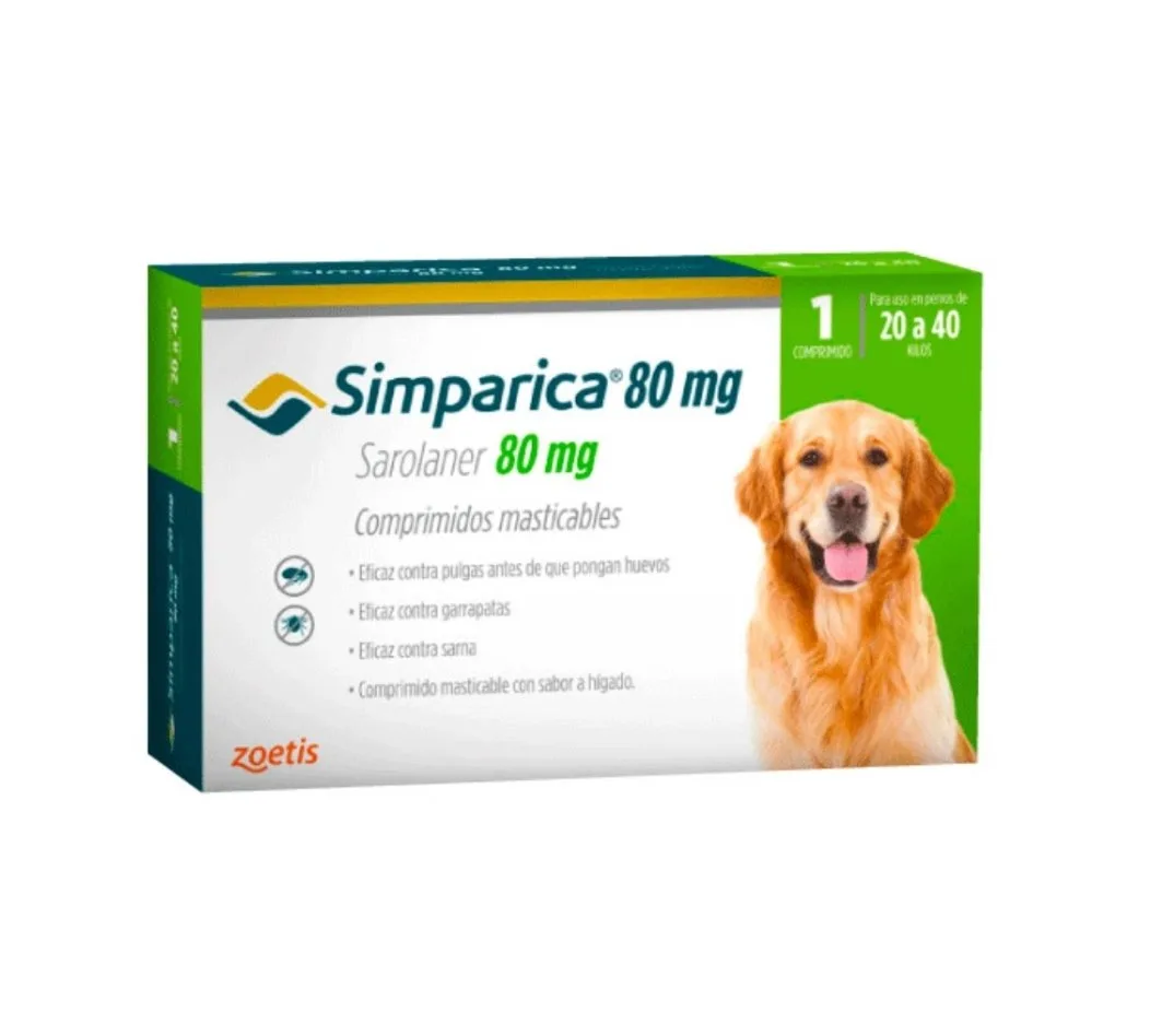 Simparica - Antiparasitario 80 Mg Perros de 20 A 40 Kg