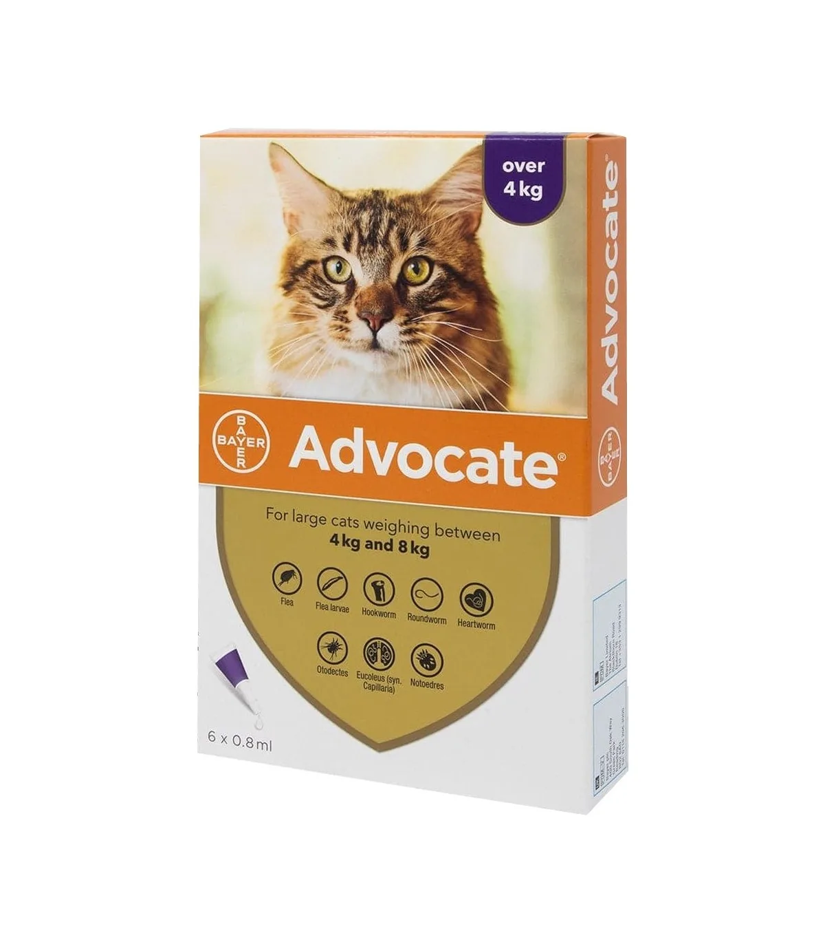 Advocate Antiparasitario Interno y Externo Para Gatos de 4 A 8 Kg