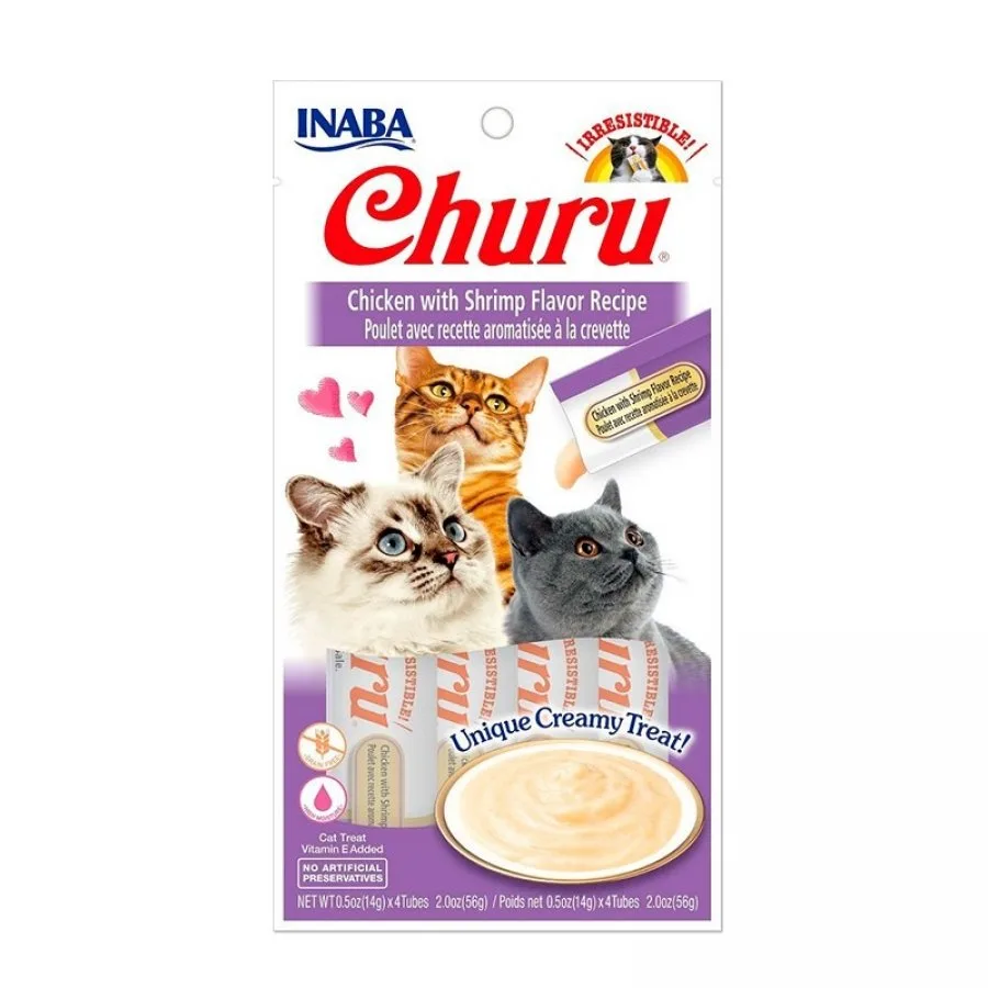 Churu de pollo con camarón 56 Gr Para Gatos 4 tubos