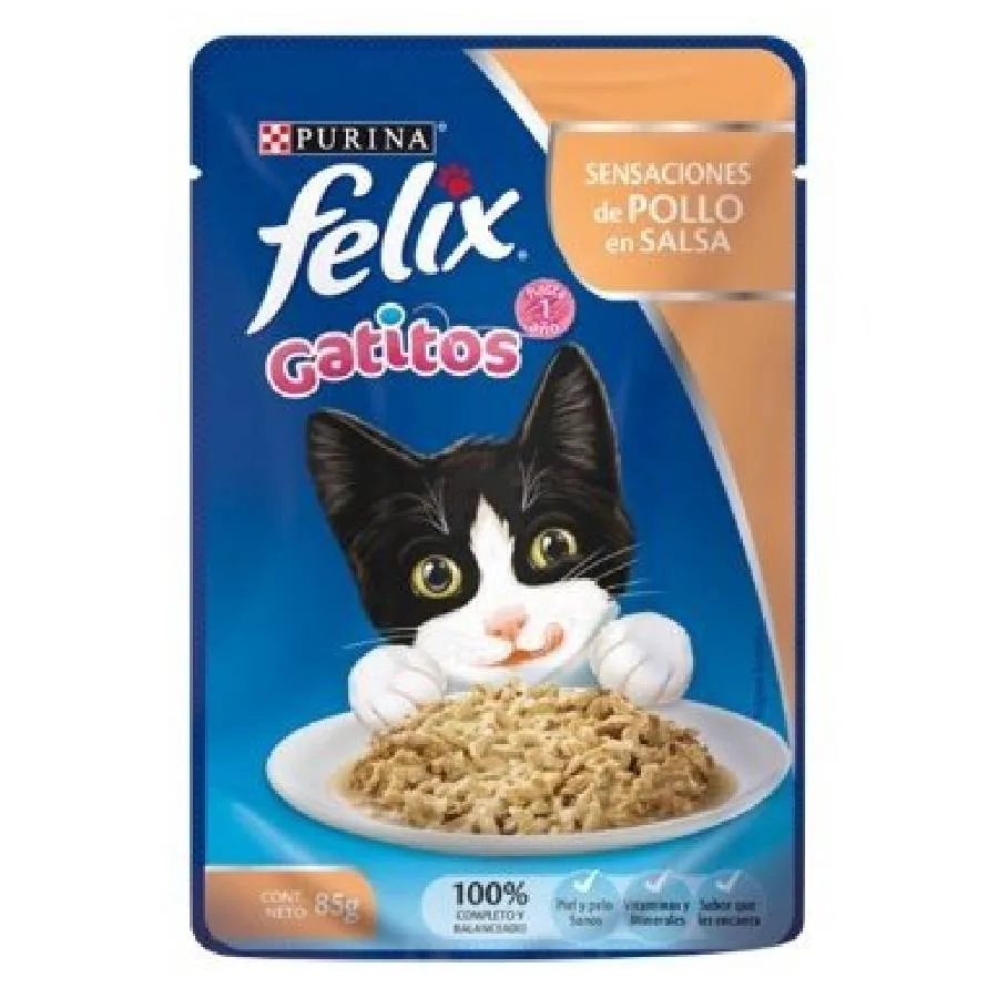 Felix Pouch Kitten Sensaciones Pollo En Salsa 85 Gr