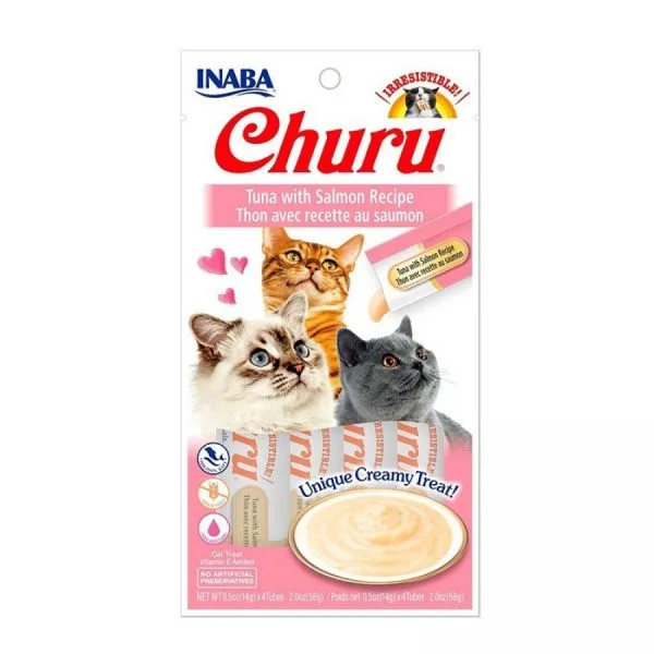 Churu de atún con Salmón 56 Gr Para Gatos 4 tubos