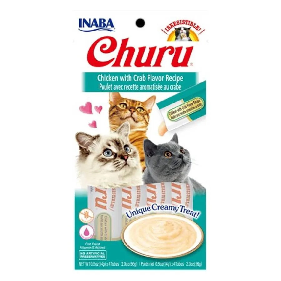 Churu de pollo con cangrejo 56 Gr Para Gatos 4 tubos